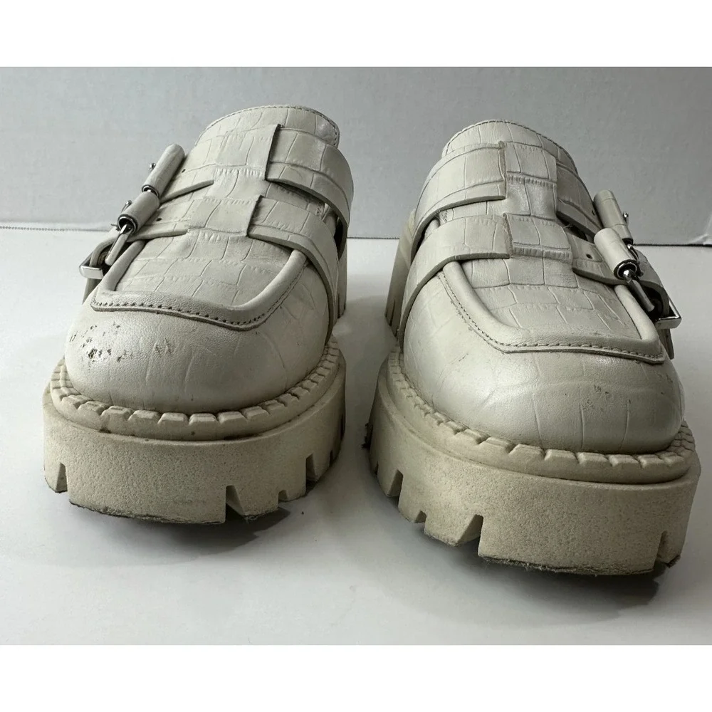 Free People Buckle Lyra Lug Loafers Slip On Beige Chunky Shoe Womens 37 US 6 - 7 - Picture 3 of 16